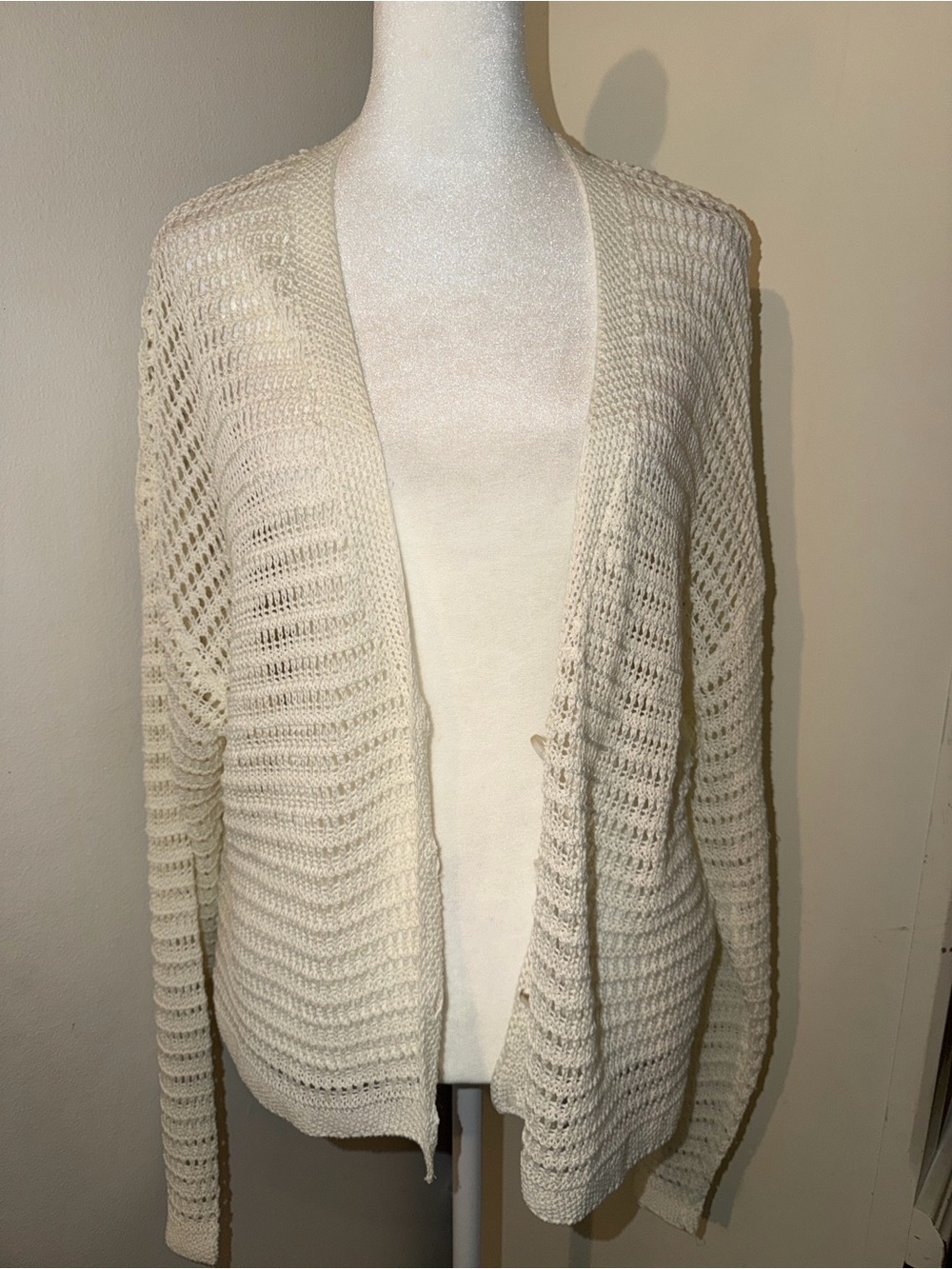 Max Studio rCream Open-Knit Button Cardigan
